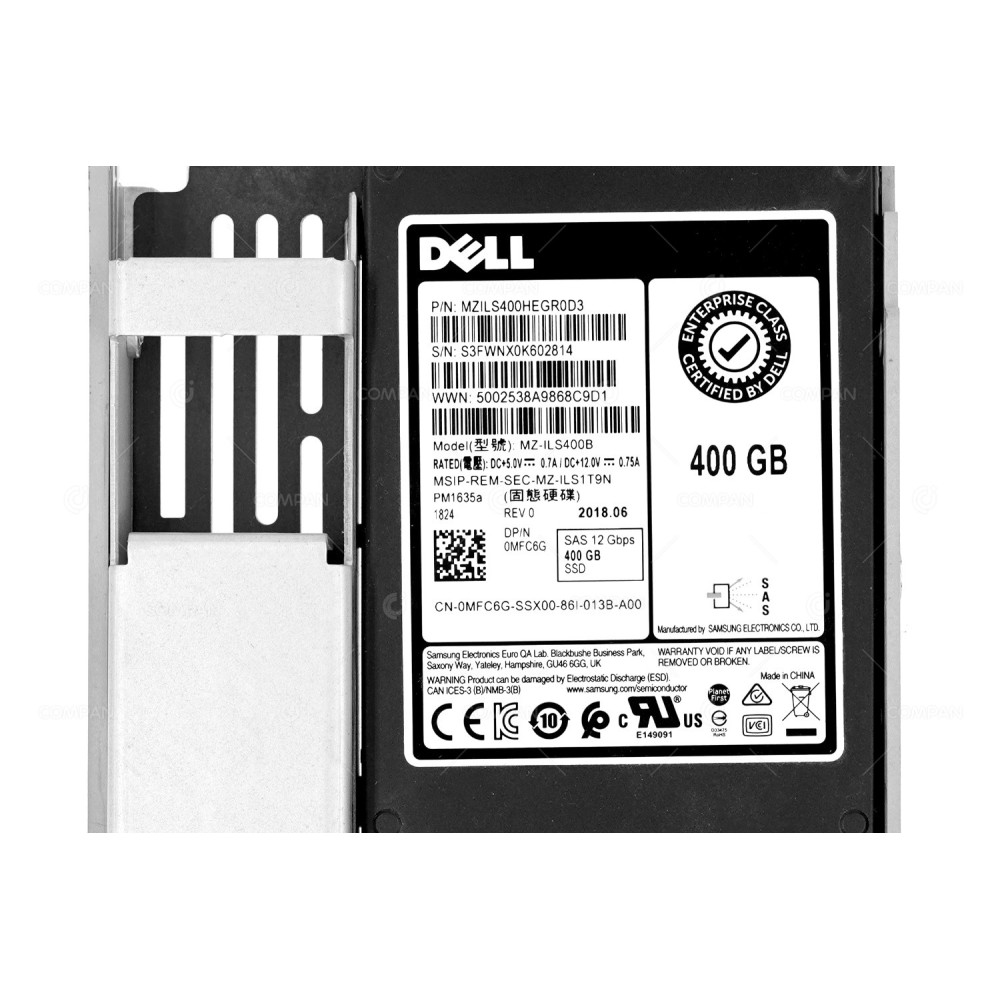 MFC6G LFF  DELL SSD 400GB SAS 12G 3.5" LFF FOR DELL POWEREDGE G11-G13
